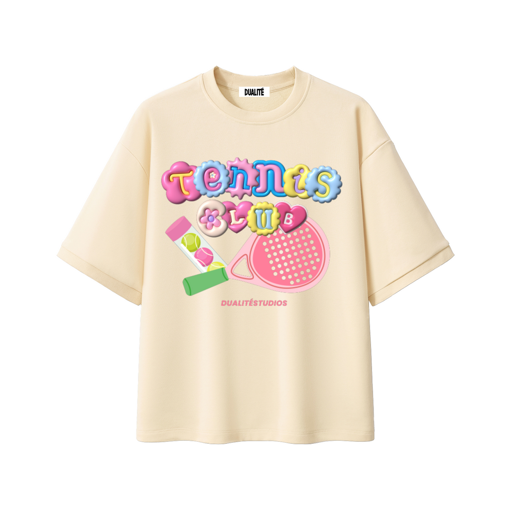 The Tennis Club Heavyweight Boxy T-Shirt - Apricot