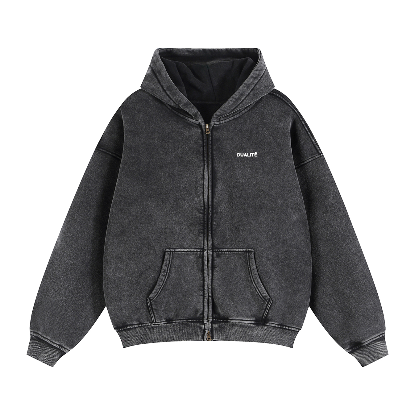 Washed Boxy Zip-Hoodie Washed Black