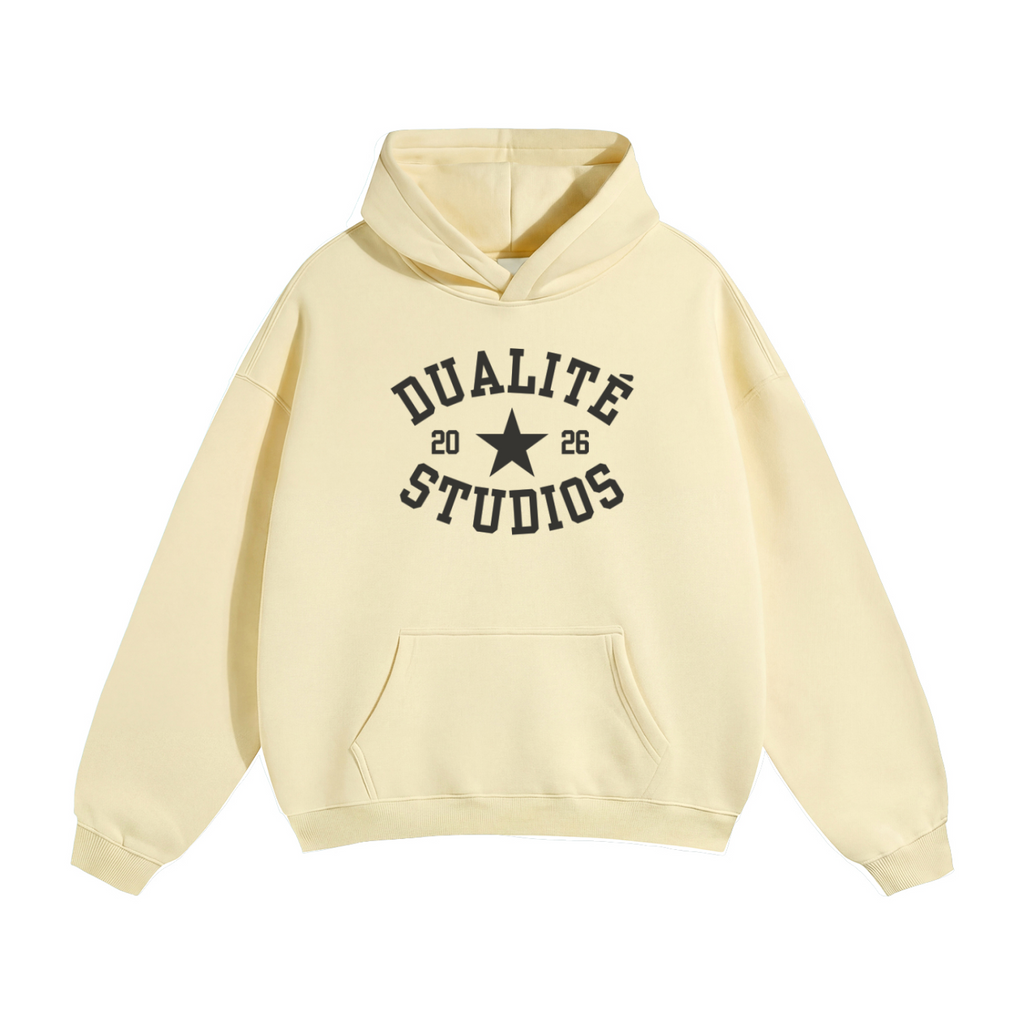 College Logo Oversized Fleeced Hoodie - Apricot