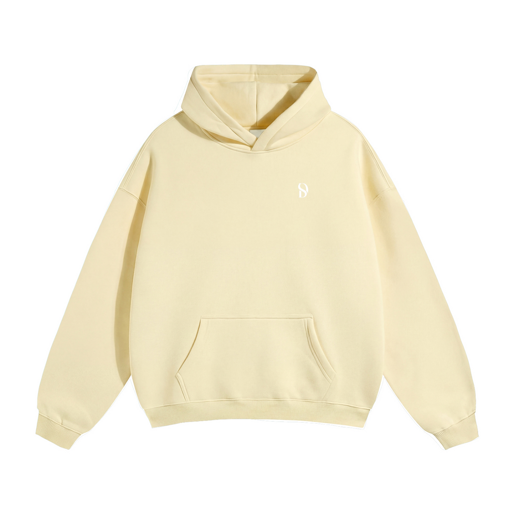 Basic Logo Oversized Fleeced Hoodie - Apricot