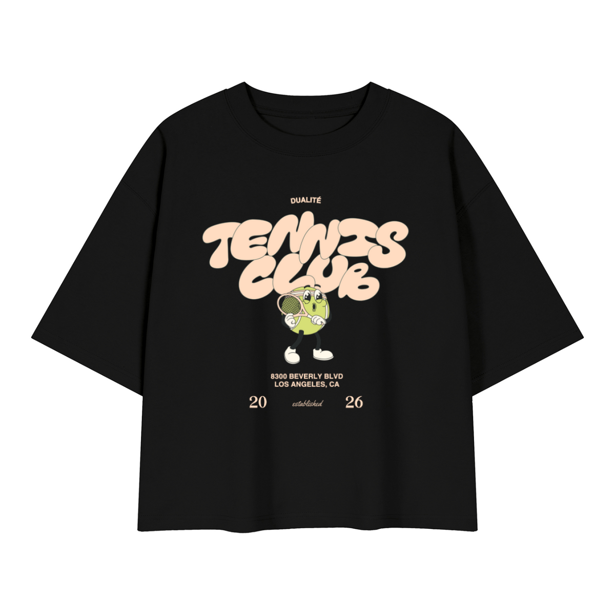 Tennis Club Heavyweight Boxy T-Shirt - Black