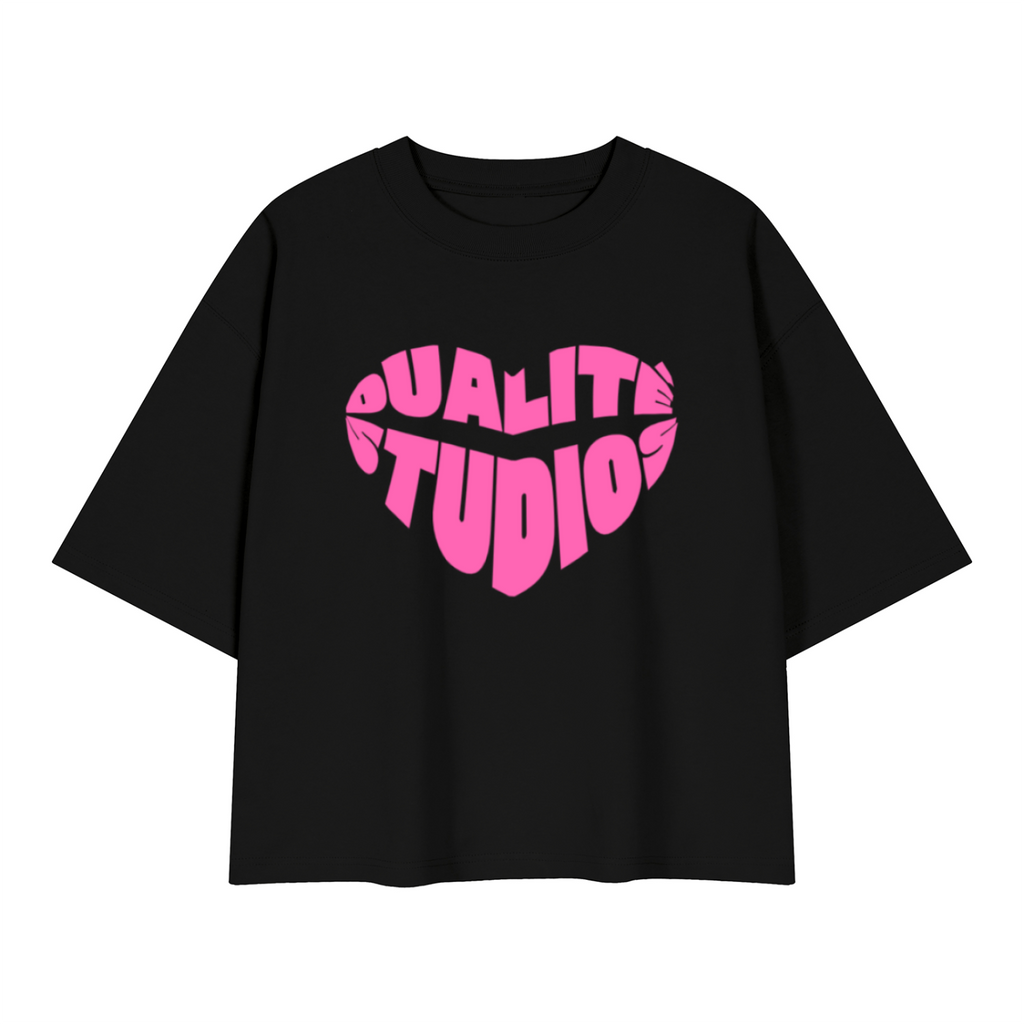 Heart Logo Heavyweight Boxy T-Shirt - Black