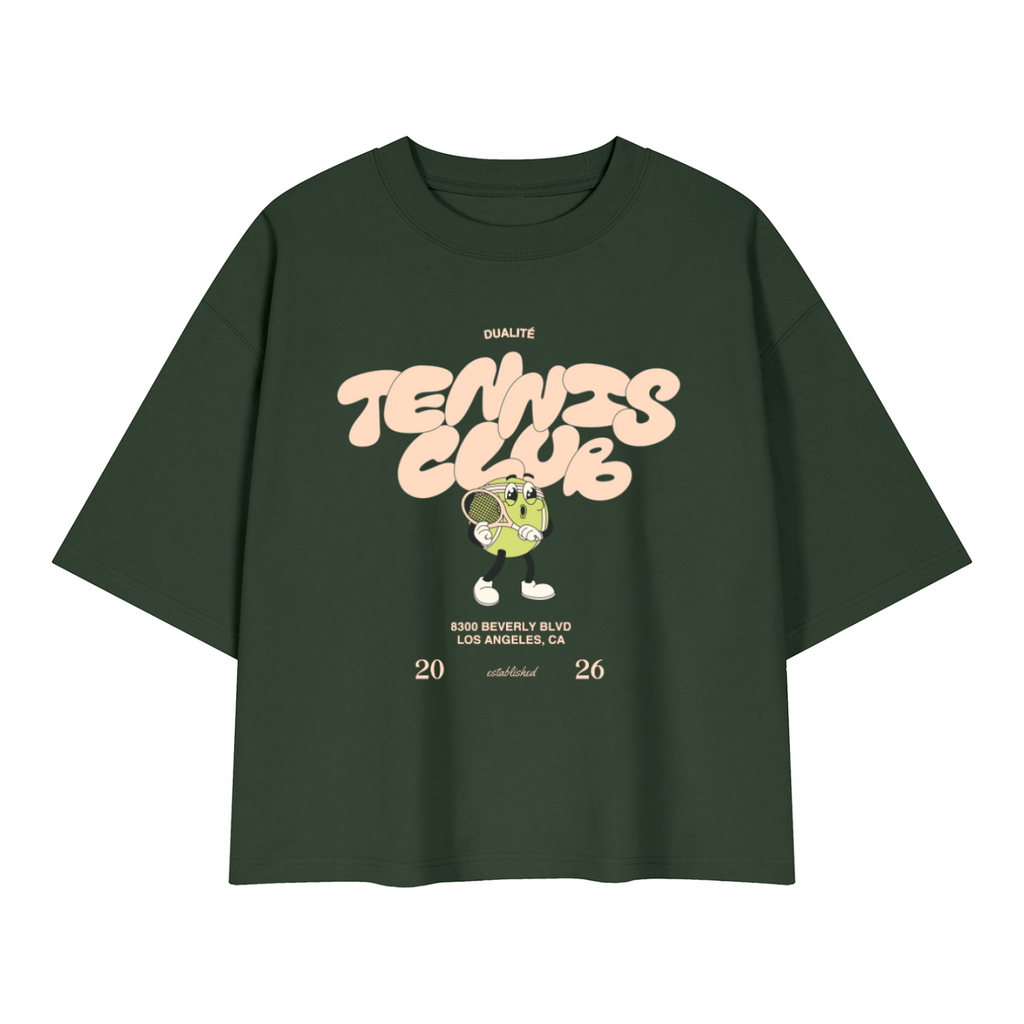 Tennis Club Heavyweight Boxy T-Shirt - Blackish Green