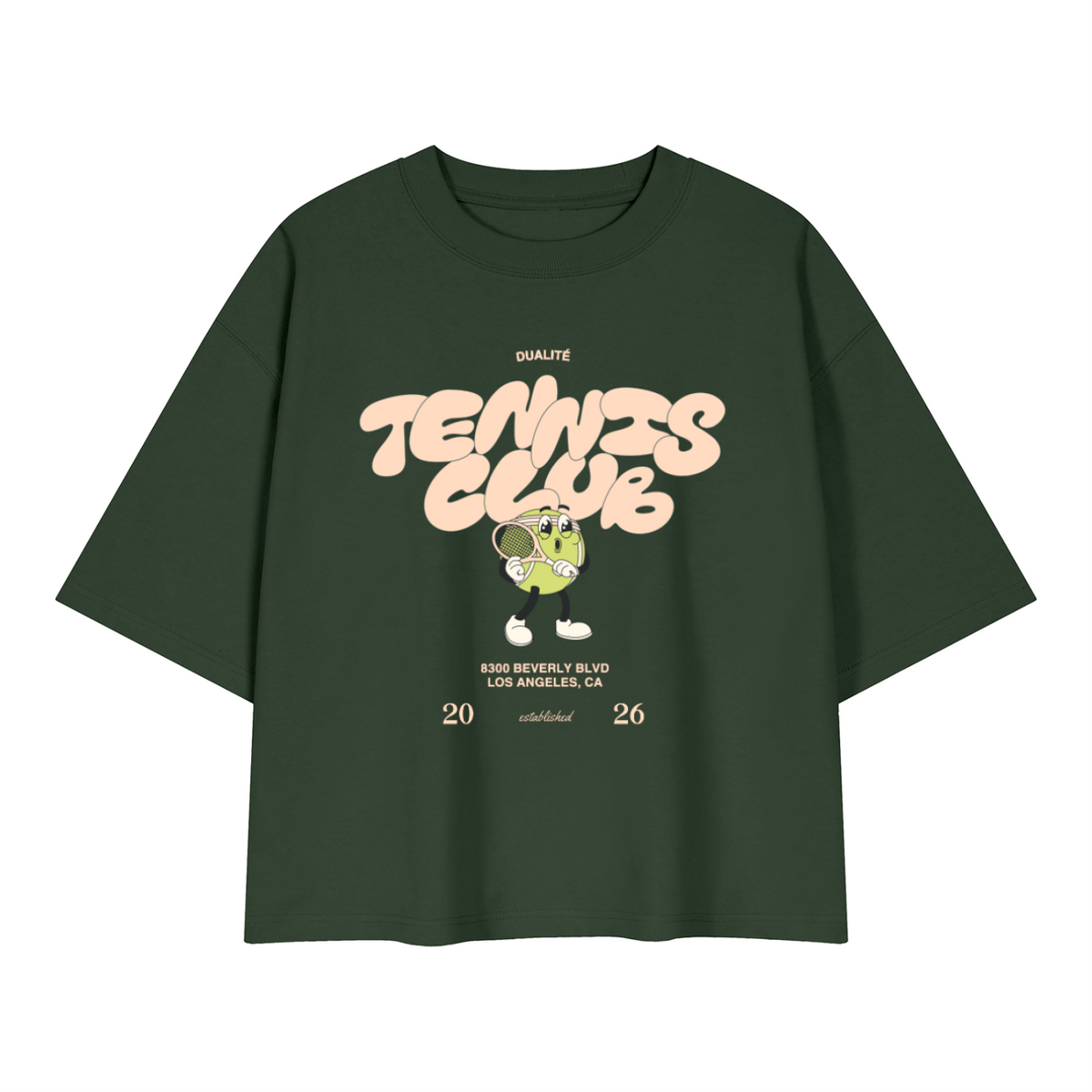 Tennis Club Heavyweight Boxy T-Shirt - Blackish Green