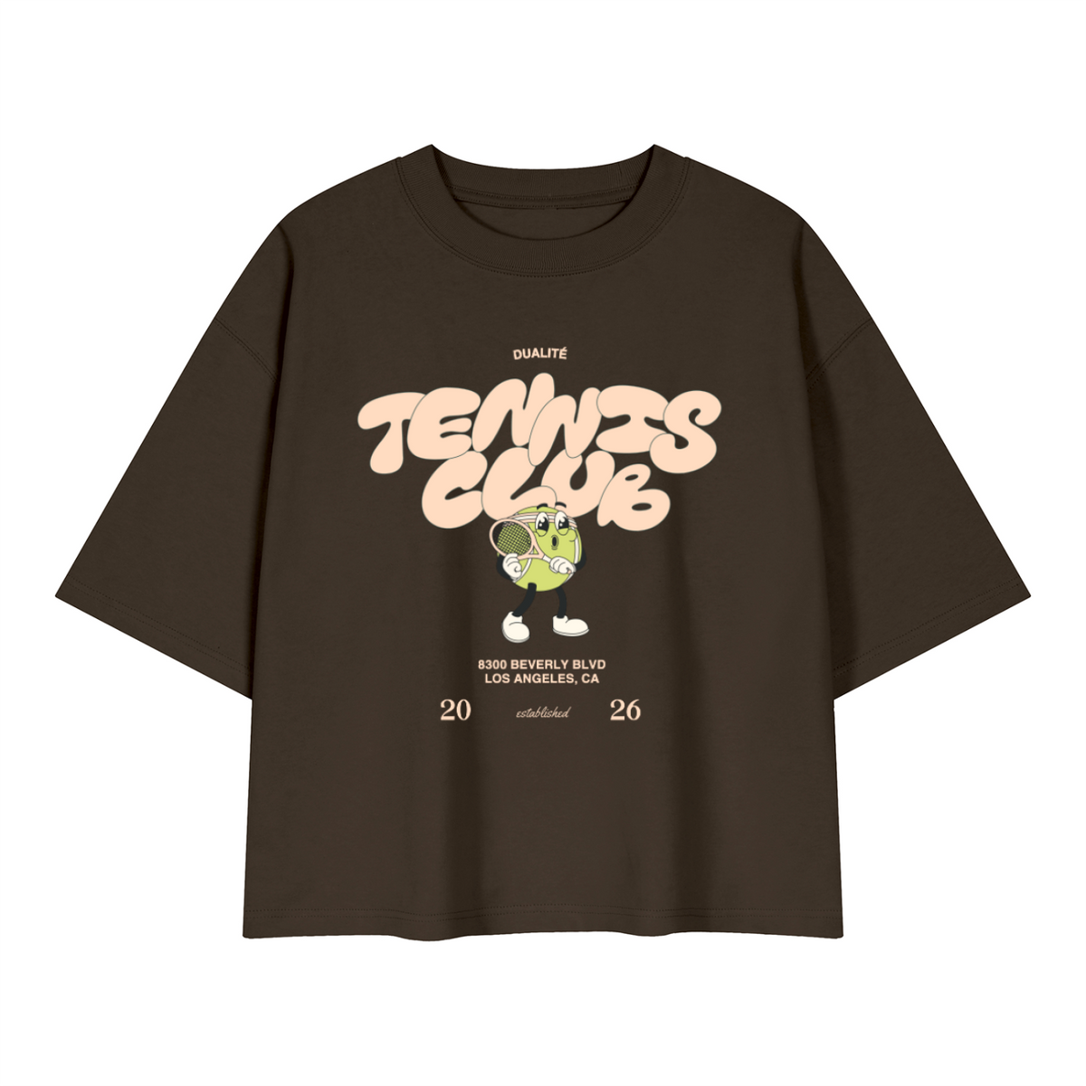 Tennis Club Heavyweight Boxy T-Shirt - Coffee
