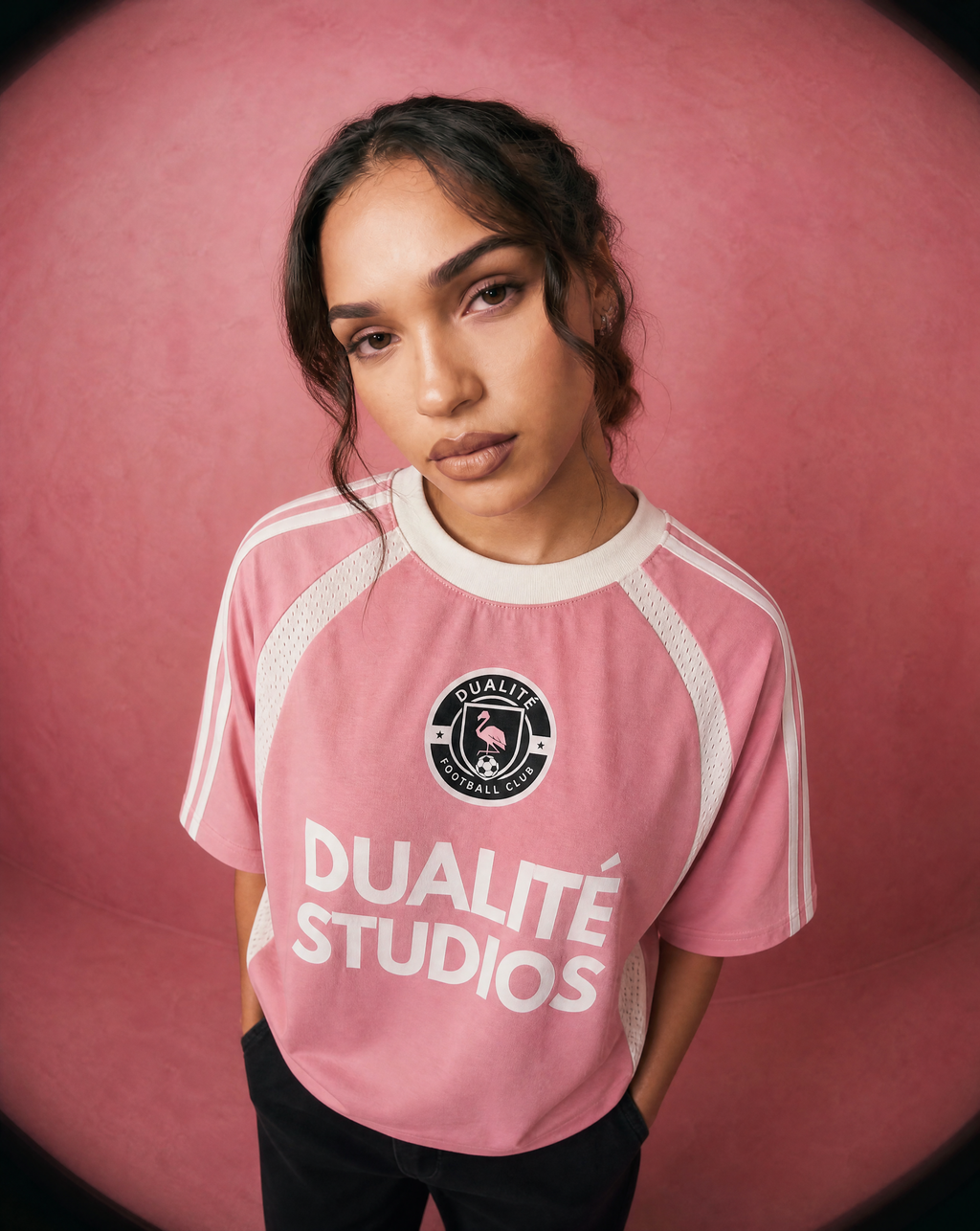 Football Club Striped T-Shirt Pink