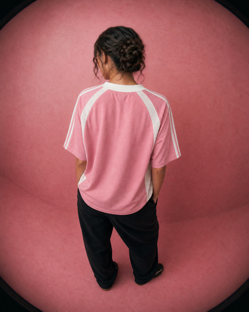 Football Club Striped T-Shirt Pink