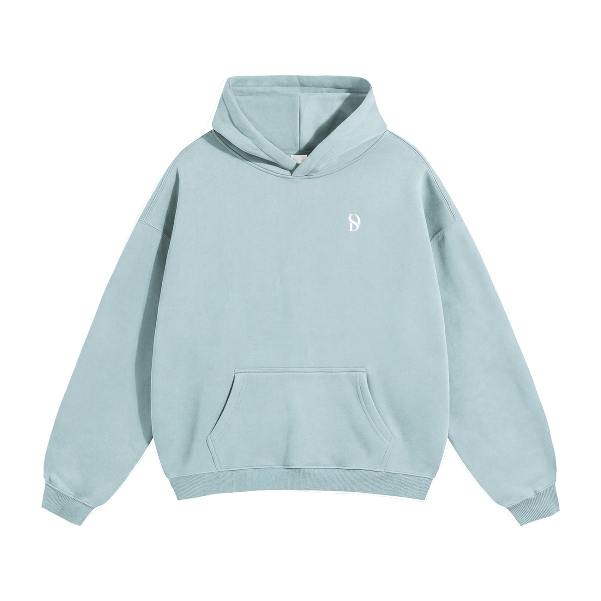 Basic Logo Oversized Fleeced Hoodie - Light Blue