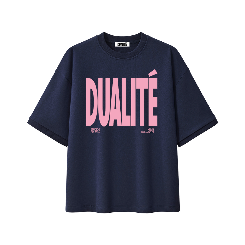 HNVR/LOS ANGELES Heavyweight Boxy T-Shirt - Navy Blue