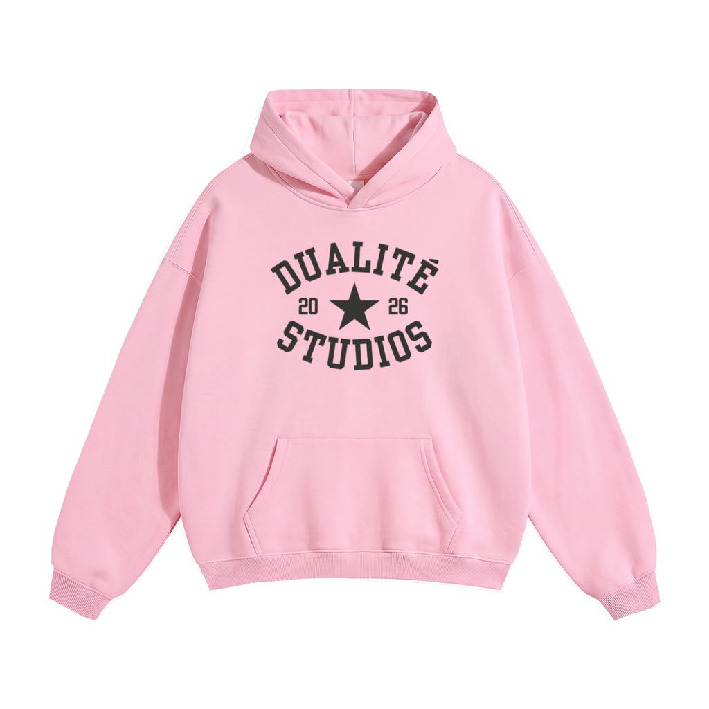 College Logo Oversized Fleeced Hoodie - Pink