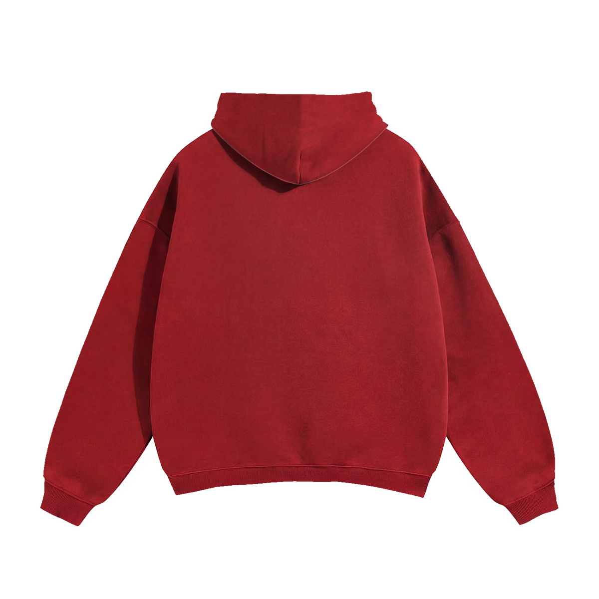 Basic Logo Oversized Fleeced Hoodie - Red