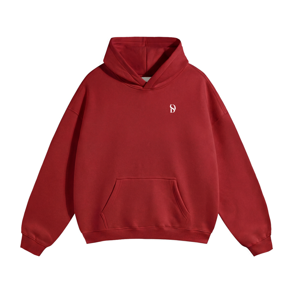 Basic Logo Oversized Fleeced Hoodie - Red