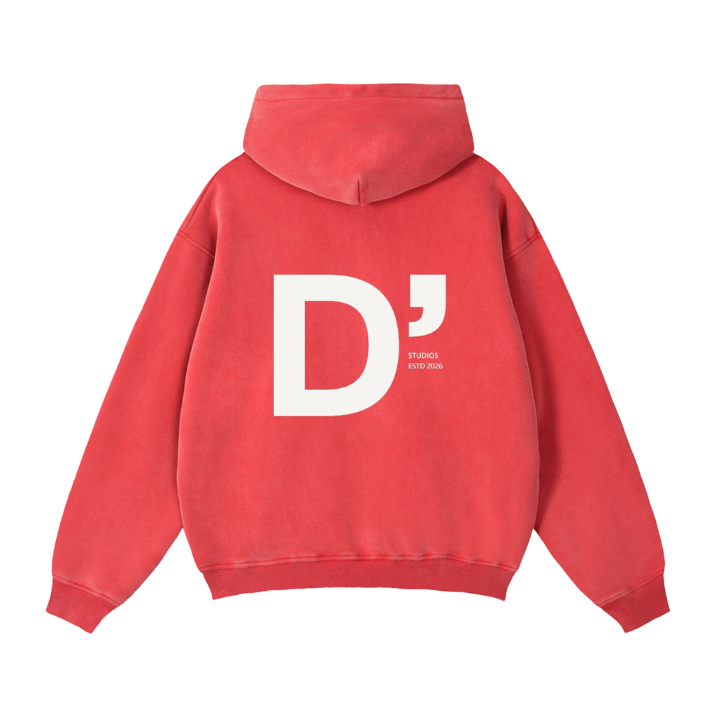 Washed Boxy Zip-Hoodie Washed Red