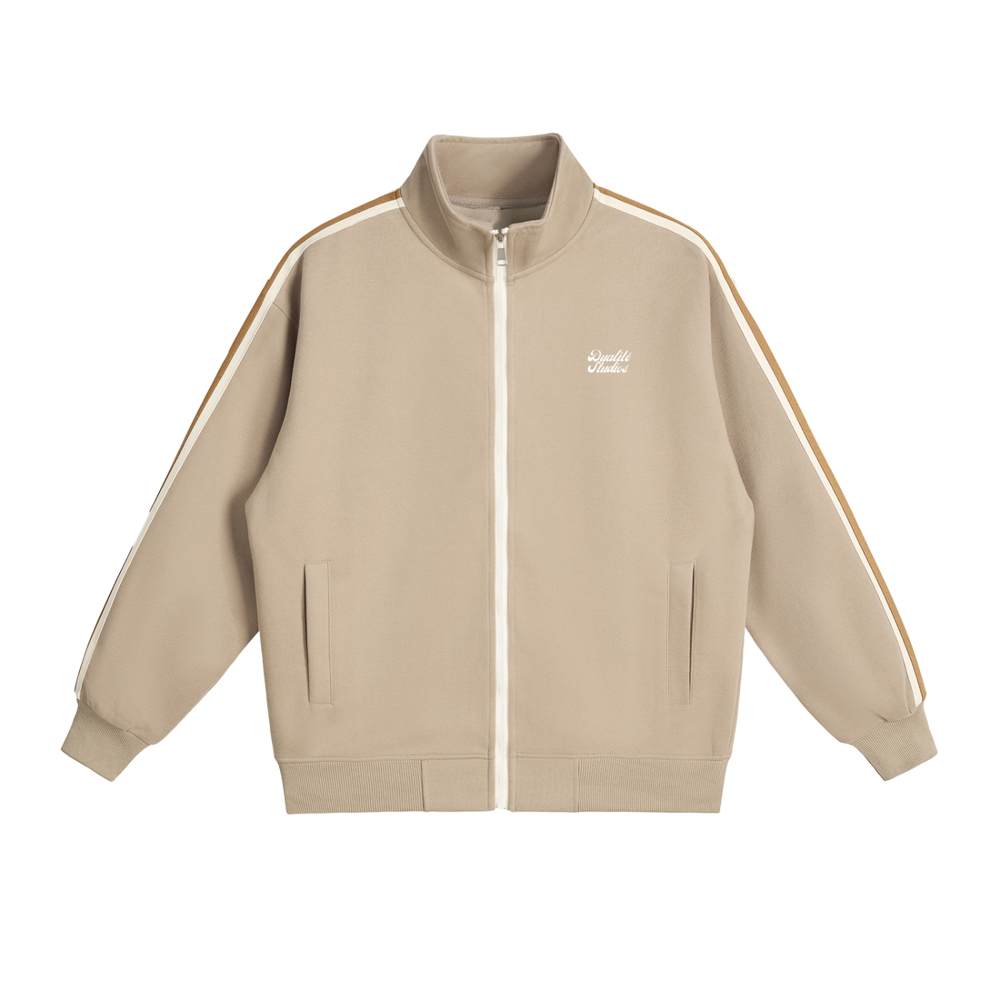 Contrast Side-Stripe Stand Collar Jacket