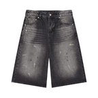 Vintage Wash Wide Leg Denim Shorts