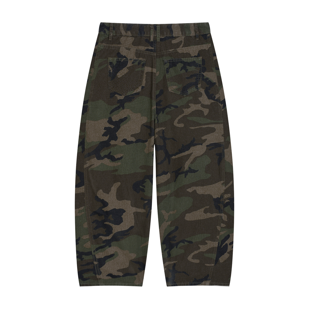 Camo Barrel Leg Cargo Pants
