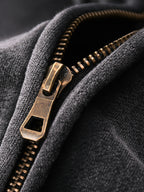 Washed Boxy Zip-Hoodie Washed Black Double Zip