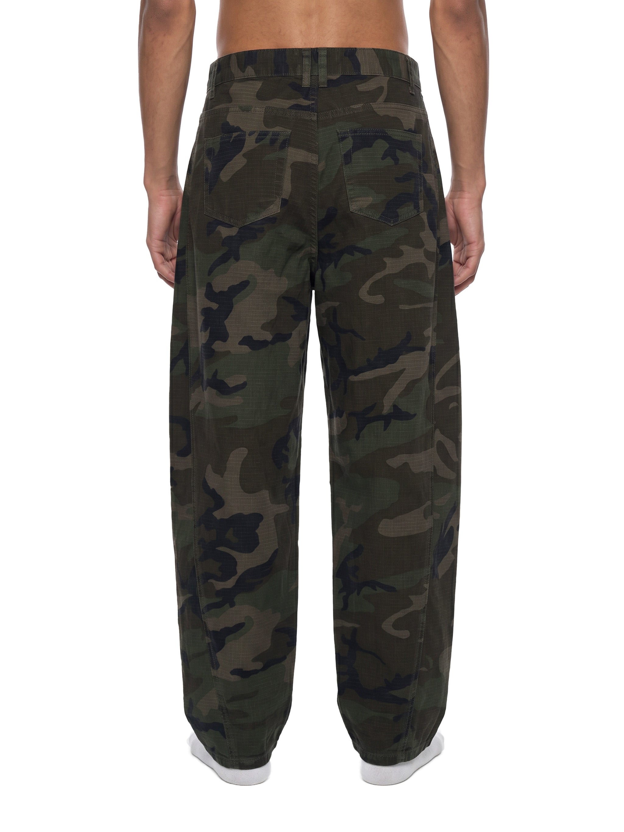 Camo Barrel Leg Cargo Pants