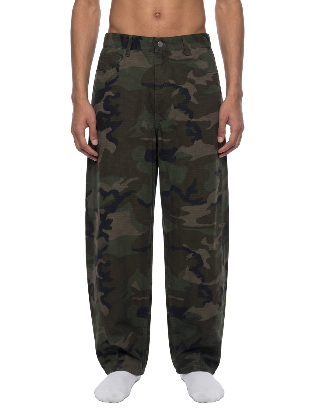 Camo Barrel Leg Cargo Pants