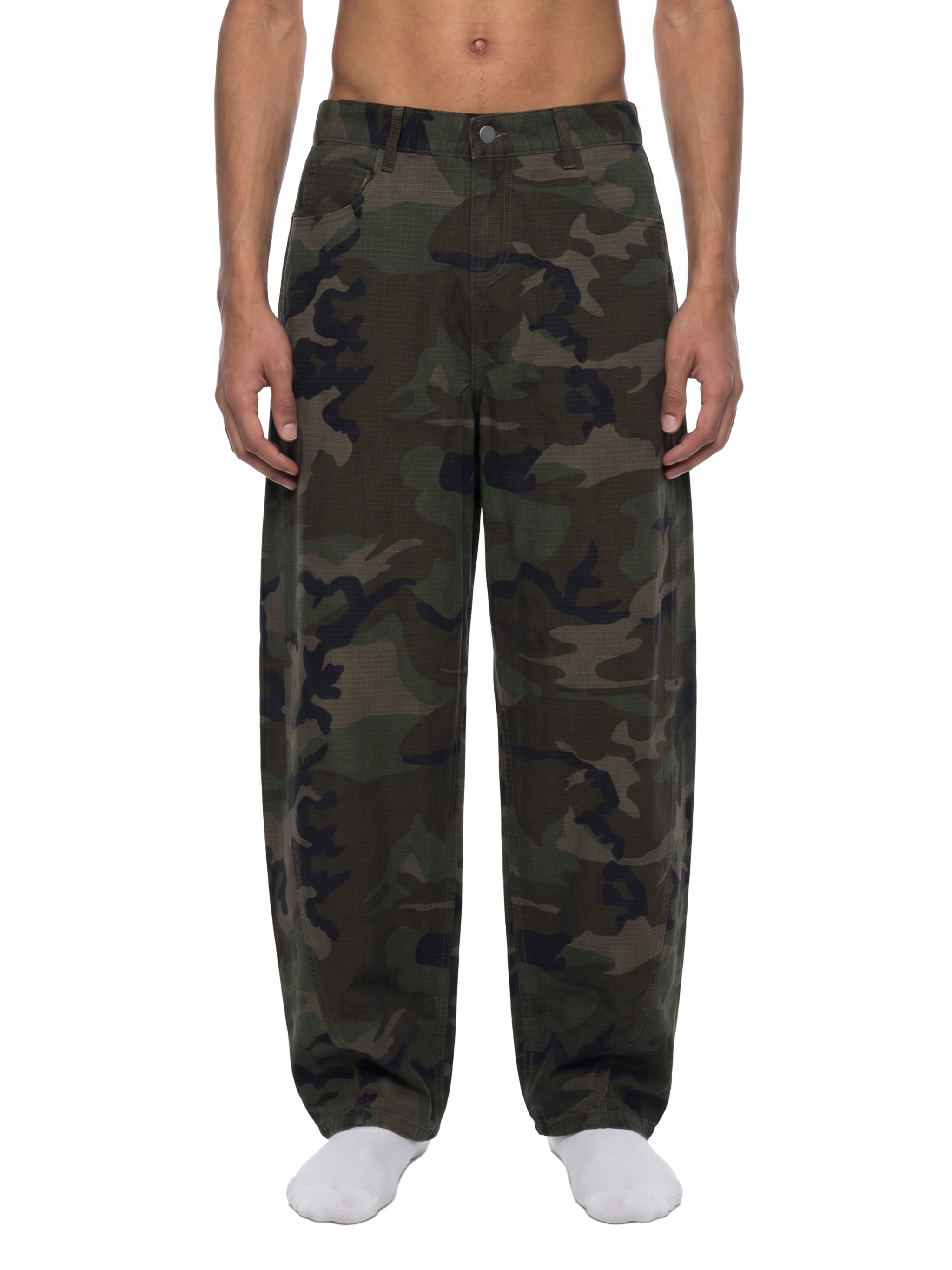Camo Barrel Leg Cargo Pants