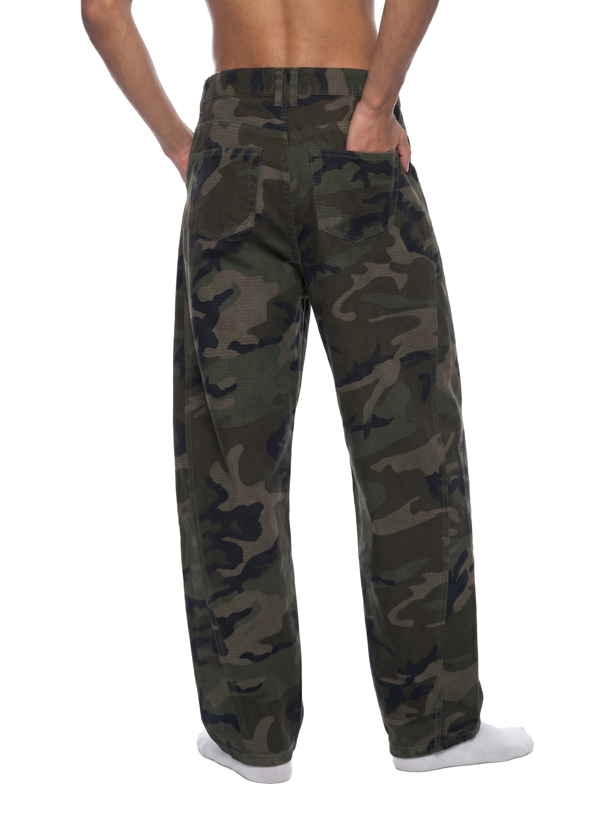 Camo Barrel Leg Cargo Pants